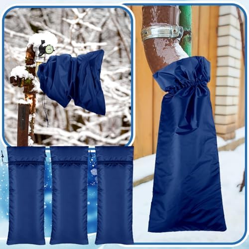 Zonon 3 Pcs Outdoor Faucet Cover Insulated Winter Freeze,Blue,35" X 15" - Image 3