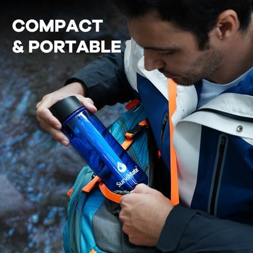 SurviMate Purified Water Bottle for Camping, Hiking, Backpacking and Travel, BPA Free with 5-Stage Intergrated Filter Straw - Image 6