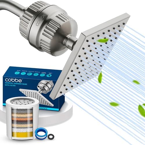 Cobbe High Pressure Filtered Shower Head with Filters for Hard Water Combo by Cobbe