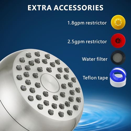 High Pressure Shower Head - Powerful Bathroom Pressure Boosting Showerhead - Perfect Universal Replacement for Rain Shower Heads(Brushed Nickel) - Image 3