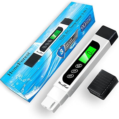 HoneForest TDS Meter, Digital Water Tester - Accurate and Reliable, Measures TDS, EC & Temperature (°F/°C), 0-9990ppm, Water Test Meter for Drinking Water, RO/DI System, Aquariums, etc​​ by JADAMOrganicFarming
