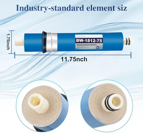 Reverse Osmosis Membrane 75 GPD 11.75"x1.75" RO Membrane Water Filter Replacement Fits Standard for Under Sink RO Drinking Water Filter Filtration Purifier System - Image 2