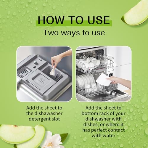 YUCO Dishwasher Detergent Sheets 100 Loads Liquid-Free Dish Soap Cleaner Strips Eco-Friendly No Plastic Dishwasher Pods Detergent Use in Dishwasher or Sink Leaving Dishes Sparkling Clean (Apple) - Image 4