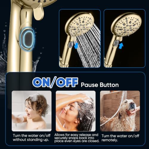 Cobbe 9 Spray Modes Handheld Shower Head, Water-Saving, Gold - Image 3