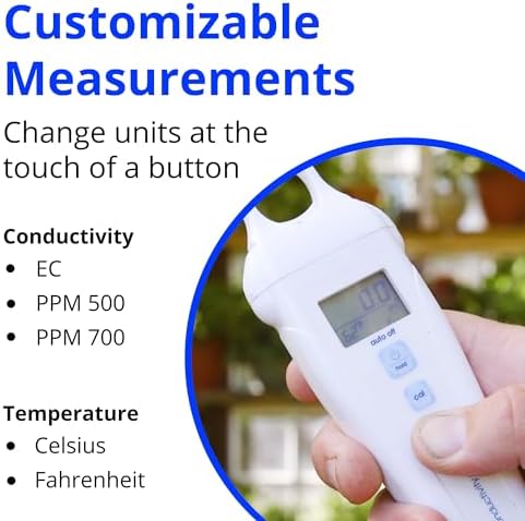 Bluelab PENCON Conductivity Pen and Digital TDS Meter, Water Tester for Temperature and Nutrient (CF, EC, PPM 500, PPM 700), TDS Testing Kit for Hydroponic System and Indoor Plant Grow - Image 4