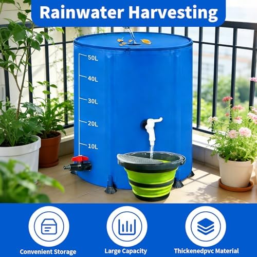 Portable Foldable Outdoor rainwater Barrel for Spring & Summer use. Ideal for Garden Irrigation, Courtyard Cleaning and Emergency Water Storage, Various (Blue, 752L/198.65GAL) - Image 4