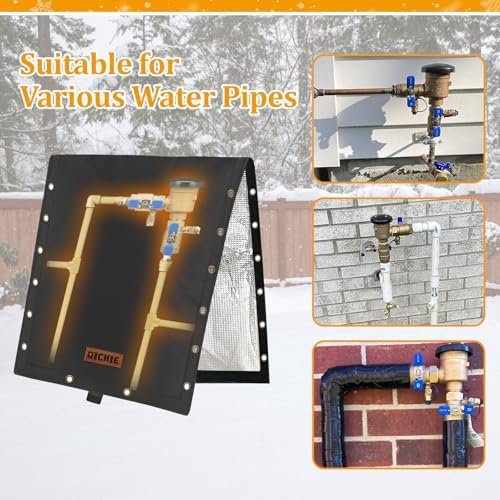 RICHIE 3-Way Opening Backflow Preventer Cover (5°F) Heavy-Duty 5-Layer Insulated Enclosure, All-Weather Protection for Outdoor Pipe, Irrigation Sprinkler Valve, Well Water Pump, 80" W x 50" H Black - Image 6
