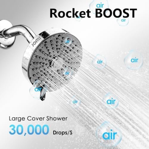 High Pressure Shower Head with 3 Spray Modes, Water Saving Chrome Showerhead, Self-Cleaning Nozzles, Universal G1/2" Tool-Free Installation - Compatible with SA-001 - Image 2