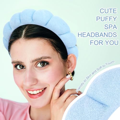 3 Pack Hairband for Washing Face, Skincare Headbands Makeup Headband Sponge Face Wash Headbands, Terry Cloth Headbands Puffy Hair Band for Women, One Size, 3 Count (Pack of 1) - Image 3