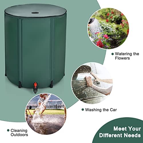 GOFLAME Rain Barrel Water Collector Portable Foldable Collapsible Tank,Spigot Filter Water Storage Container, Green (50 Gallon) - Image 3