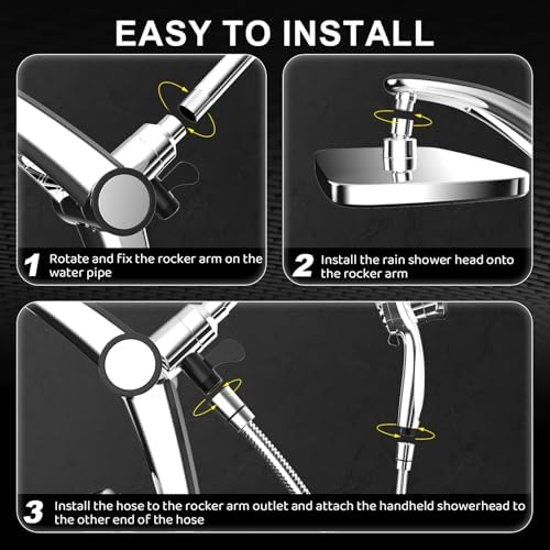 12-Inch High Pressure Rain Shower Head with Handheld Spray Combo, Magnetic - Image 6