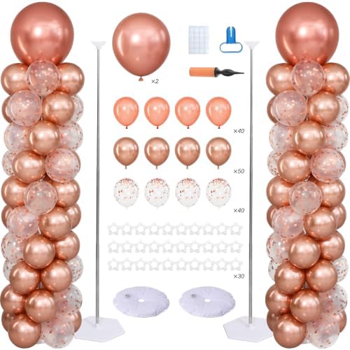 Rose Gold Balloon Column Stand Kit Set of 2 for Floor by ZyloonDecoration