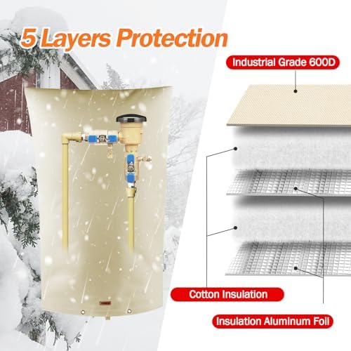 TOHONFOO Backflow Preventer Cover, Pipe Freeze Insulation, 22"Wx34"H, Beige - Image 5