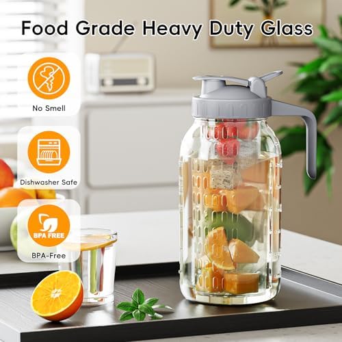 64 oz Mason Jar Pitcher, Glass Pitcher with Lid for Sun Tea & Iced Tea - Image 3