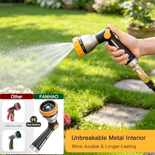 FANHAO Thumb Control Garden Hose Nozzle Heavy Duty Metal, 8 Spray Patterns - Image 5
