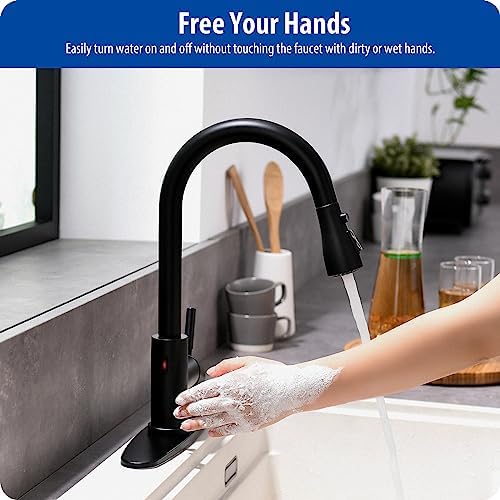 WEWE Touchless Kitchen Faucet, Matte Black, Pull-Down, Single Handle - Image 3