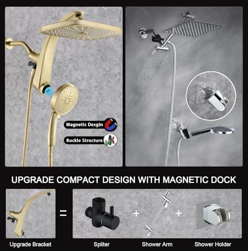 Rain Shower Head with Handheld Showerhead, Glod 1.75GPM 460311 - Image 5