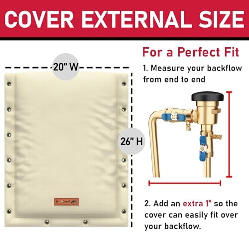 Redford Supply Co. Cold Snap (5°F) Backflow Preventer Insulation Cover, 3-Way Custom, 20"W x 26"H, Pipe Insulation, Water Sprinkler Covers for Outside, Sprinkler Backflow Cover for Winter (Beige) - Image 5