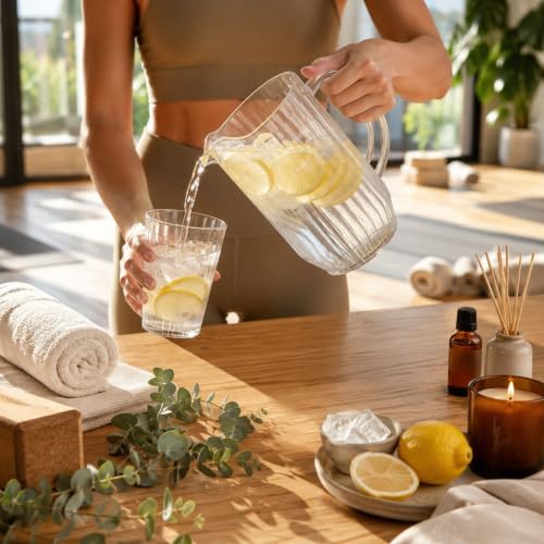 Restaurantware 47 oz Clear Plastic Water Pitcher, Beer and Juice Jug, 1 Ct - Image 4