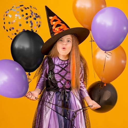 OuMuaMua 62PCS Halloween Party Balloons Decorations, 12 Inch Black Orange Green Purple Balloons Confetti Balloons for Kids Halloween Party Decorations Birthday Baby Shower Bachelorette Favors Supplies - Image 6