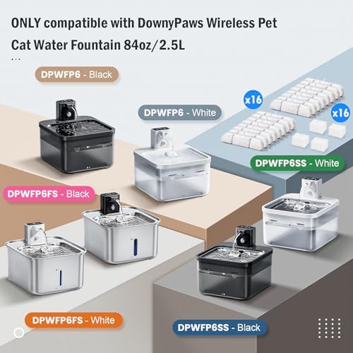 16 Packs Replacement Filters for DownyPaws Battery Operated Cat Water Fountain DPWFP6, 8 Months Set of Replacement Filters for DownyPaws 84oz/2.5L Fursink Wireless Pet Water Fountain - Image 2