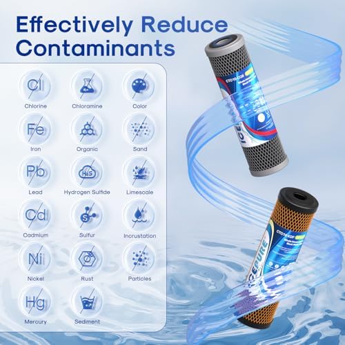 ICEPURE 2.5" x 10" Whole House CTO Activated Carbon Water Filter Combo Kit, 10 Inch KDF Cartridge and Upgraded Activated Carbon Lead Remove Filter Replacement for FXWTC, WHEF-WHWC and MORE, 1 Combo - Image 2