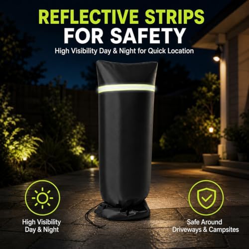 Extended Outdoor Faucet Cover, 34.65" H x 13.78" W, Thick Insulated Sprinkler Freeze Protector with Reflective Strips for RV Hydrant, Garden Spigot & Yard Faucet - Image 6