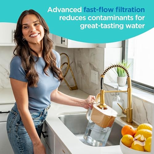 HOMEWATER 10-Cup Pitcher Filter (Peach) – BPA-Free, High-Capacity 2.4L Pitcher with Fast-Flow Carbon Filter, Wide Mouth for Easy Pouring, Removable Filter Replacement, Locking Lid, and Dishwasher-Safe - Image 3
