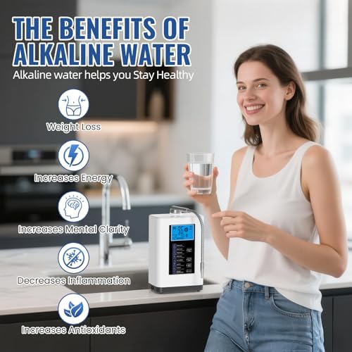 Alkaline Water Ionizer Machine, Water Machine PH 4-10.5 for Alkaline & Acidic Water, 5 Titanium Plates, Up to -500mV ORP, 8,000L Filter, 7 Water Settings, Auto-Cleaning, Intelligent Voice - Image 4
