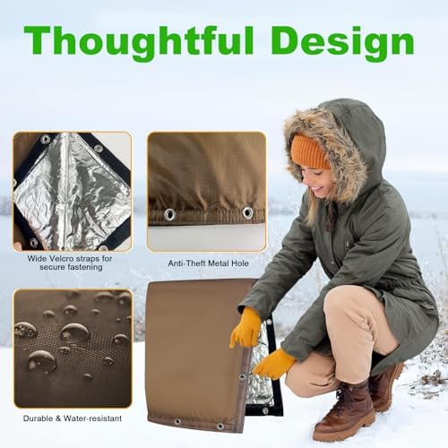 Backflow Preventer Insulated Cover (5˚F) Thick 6-Layer Fabric Pipe Insulation Cover (UV Coated) Winter Freeze Protection,for Water Well Pump Covers and Sprinkler Valve Covers (24" W X 26" H) - Image 3