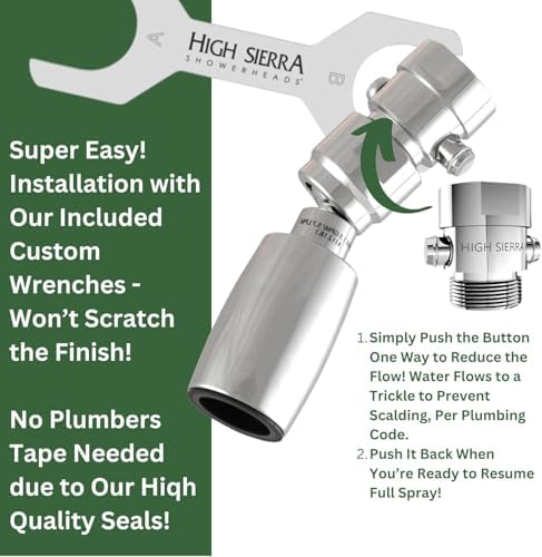 High Sierra® - CLASSIC™ Solid Metal 1.8 GPM Award Winning. Low Flow Shower Head with Trickle Valve. Lead-Free. Patented Nozzle Never Clogs - Brushed Gold Finish - Image 6