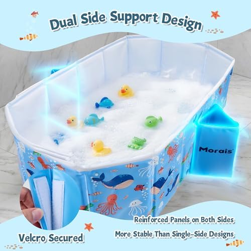 MORAIS Collapsible Baby Bathtub, Portable Toddler Bath Tub for Shower - Image 3