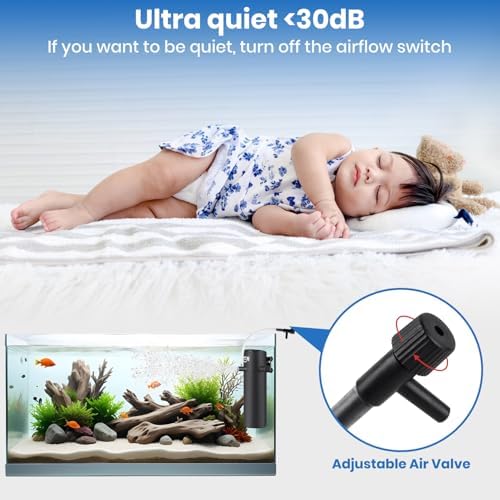 Aquarium Filter for 30-70 Gallon Tank, Fish Tank Filter with Wave-Maker Oxygenation Circulation, Adjustable Air Flow Filter for Freshwater & Saltwater, 4 in 1 Submersible Filter (12W) - Image 4