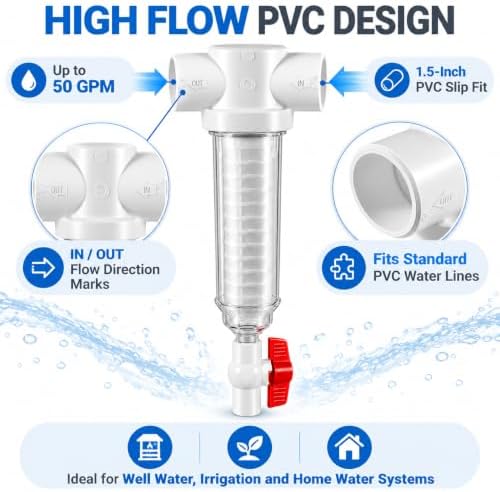 Spin Down Sand Separator, 100 Mesh, 1.5-Inch PVC, 50 GPM - Image 4