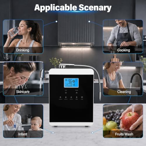 Peakur Alkaline Water Ionizer Machine for Home, 11 Titanium Plates, pH 3.5-10.5 Alkaline & Acidic Water, Up to -600mV ORP, 3 Filters 10000L Each, 7 Settings, LCD Touch Screen, Self-Cleaning - Image 6
