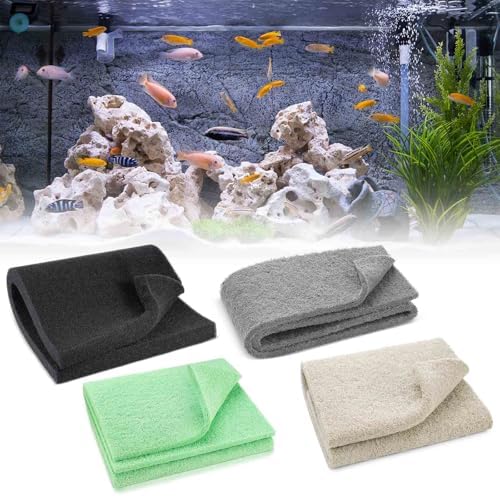 Treela 4 Pack Aquarium Filter Media Pads, 4-in-1 Mechanical & Chemical Filtration, Ammonia, Nitrite & Phosphate Removal, Cut-to-fit for Fish Tanks & Ponds, Improves Water Clarity & Odor Control by Treela