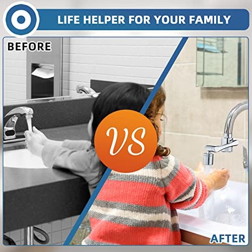 1080°Swivel Faucet-Extender with Water Filter - 8 Pcs Replacement Filter, 2 Mode Water Spray Aerator, Solid Brass Faucet Sprayer Extender Universal For Bathroom Kitchen Laundry Sink Faucet - Image 5