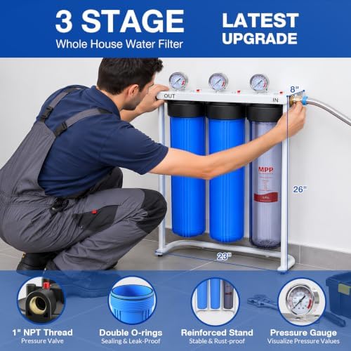 SimPure Whole House Water Filter System 3-Stage 20" *4.5" Pre-Filtration - Image 4