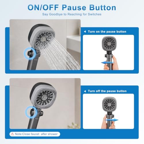 Filtered Shower Head with Handheld,ON/OFF Switch,4 Mode High Pressure Spray Showerhead with Filters for Hard Water, Remove Chlorine,79In Long Hose&Bracket Extra Adhesive Shower Holder - Image 3