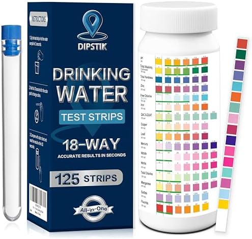 All-New 18 in1 Drinking Water Test Kit-125 Water Quality Test Strips by DIPSTIK
