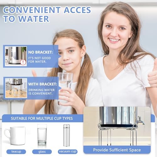 Water Filter Stand 6" Tall by 9" Wide Compatible with Berkey Big, Royal and Travel System, Countertop Stainless Steel Stand for Most Medium Gravity Fed Water Coolers - Image 4