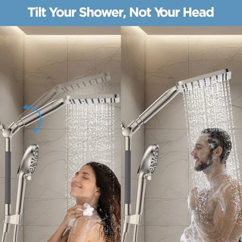 MakeFit Dual Filtered Rain Shower Head Combo, High Pressure Handheld Shower Head with Adjustable Bar - Rainfall Shower Head And Showerhead with Filter for Hard Water - Removes Chlorine - Image 2