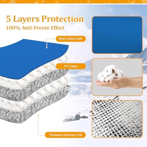 Backflow Preventer Insulated Cover (5°F) for Winter Freeze Protection, 13" W x 12" H Thickened Pressure Vacuum Breaker & Well Pump Cover, Outdoor Waterproof Insulation Pouch for Sprinkler Valve, Blue - Image 3