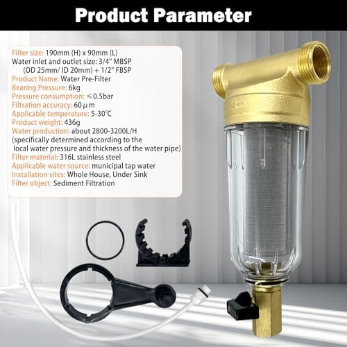 Spin Down Sediment Filters, 60 Micron Whole House Water Filter for Well Water, Washing Machine, 6-Pack for Effective Filtration and Contaminant Removal - Image 4