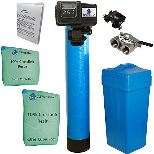 AFWFilters 1.5 Cubic Foot (48k) Whole Home Water Softener with Durable 10% Crosslink Resin, 1" Stainless Steel FNPT Connection, and Blue Tanks by Abundant+Flow+Water+Systems