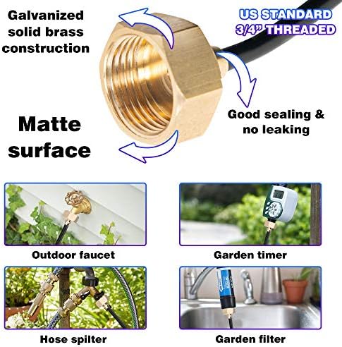 Hourleey Garden Hose Adapter, Brass Standard 3/4" Female Thread to 1/4" Tube Adapter for Water Hose, Convert 3/4" Garden Hose to 1/4" Tube, 3 Set - Image 2