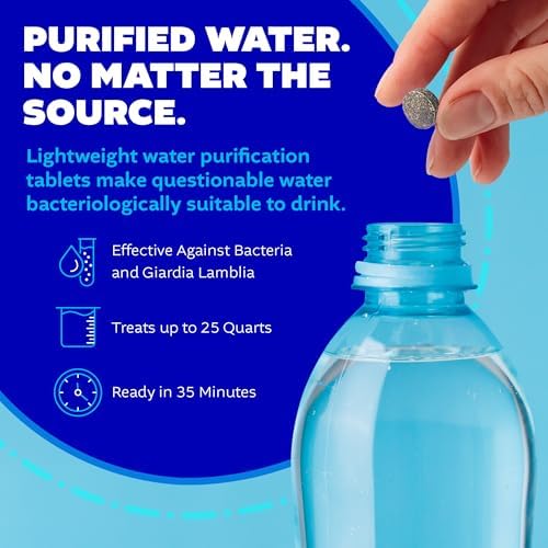 Potable Aqua Water Purification Treatment - Portable Drinking Water Treatment for Camping, Emergency Preparedness, Hurricanes, Storms, Survival, and Travel (50 Tablets), Black, single pack - Image 4