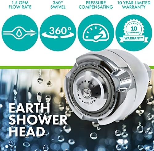 Niagara Conservation N2915CH Earth Spa 3-Spray with 1.5 GPM 2.7-in. Wall Mount Adjustable Fixed Shower Head in Chrome, 1-Pack | Bathroom Shower Head Sprayer with Pressure Compensation Technology - Image 2