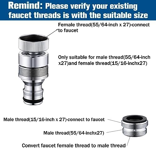 Brass Sink Faucet to Garden Hose Adapter – Quick Connect Faucet Connector for Apartments Without Outdoor Faucets, Tool-Free Installation, Chrome Finish - Image 3