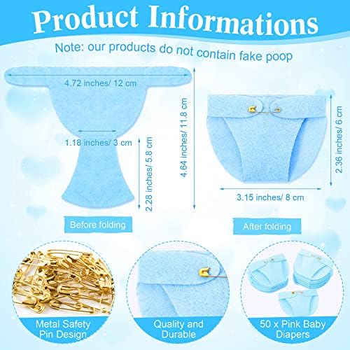 Roowest 51 Pcs Dirty Diaper Baby Shower Games, Bear Blue - Image 3